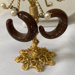 Vintage chunky chocolate open back hoops